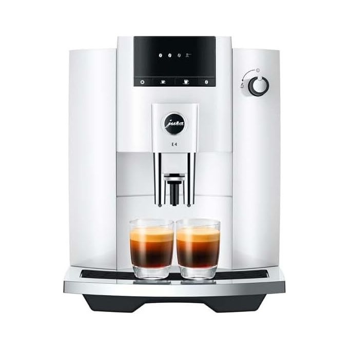 foto del prodotto jura e4 piano white macchina da caffe automatica, 1,9 l, 15 bar, 1450 w, macinacaffe aroma professional, infusione 3d, display a simboli, bianco