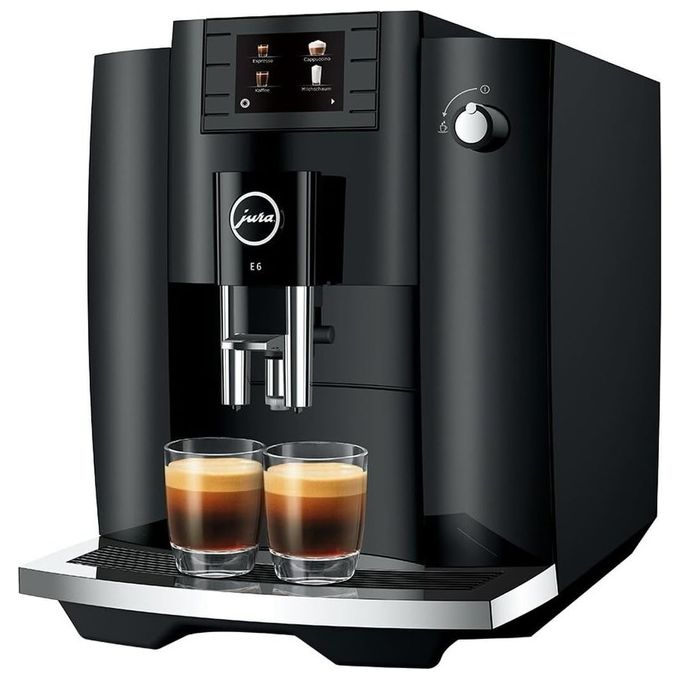 foto del prodotto jura e6 piano black macchina da caffe automatica, 1,9 l, 15 bar, 1450 w, 11 specialita , macinacaffe aroma professional, display tft, sistema cappuccino, nero