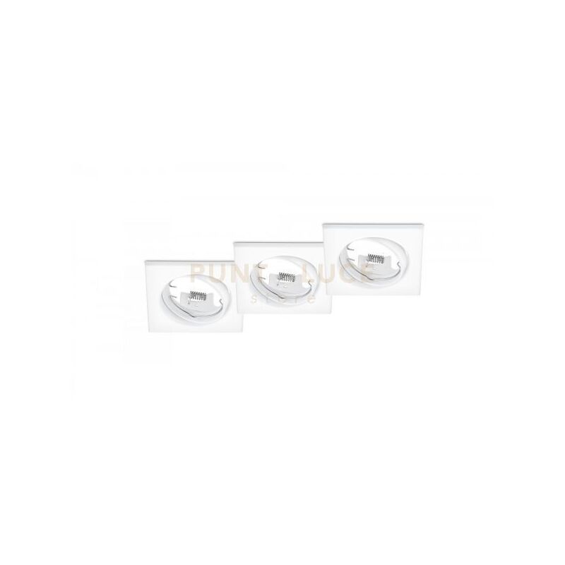 foto del prodotto jura kit 3 faretti da incasso quadrati orientabili bianchi 8x8cm attacco gu10