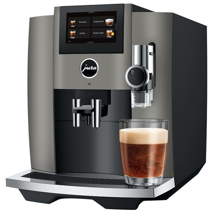 foto del prodotto jura s8 dark inox macchina da caffe automatica, 1,9 l, 15 bar, 1450 w, 27 specialita , macinacaffe professional aroma grinder, display touch da 4,3 , funzione sweet foam, dark inox