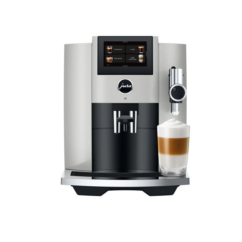 foto del prodotto jura s8 platino macchina da caffe automatica, 1,9 l, 15 bar, 1450 w, 27 specialita , macinacaffe professional aroma grinder, display touch da
