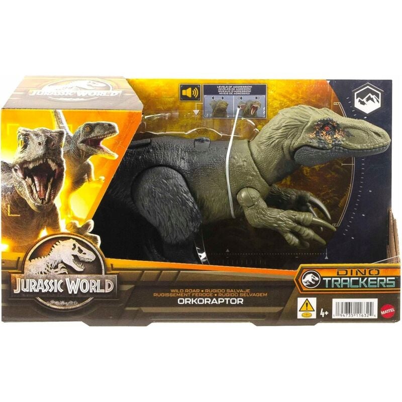 foto del prodotto jurassic world dino trackers figura dinosauro orkoraptor con suono