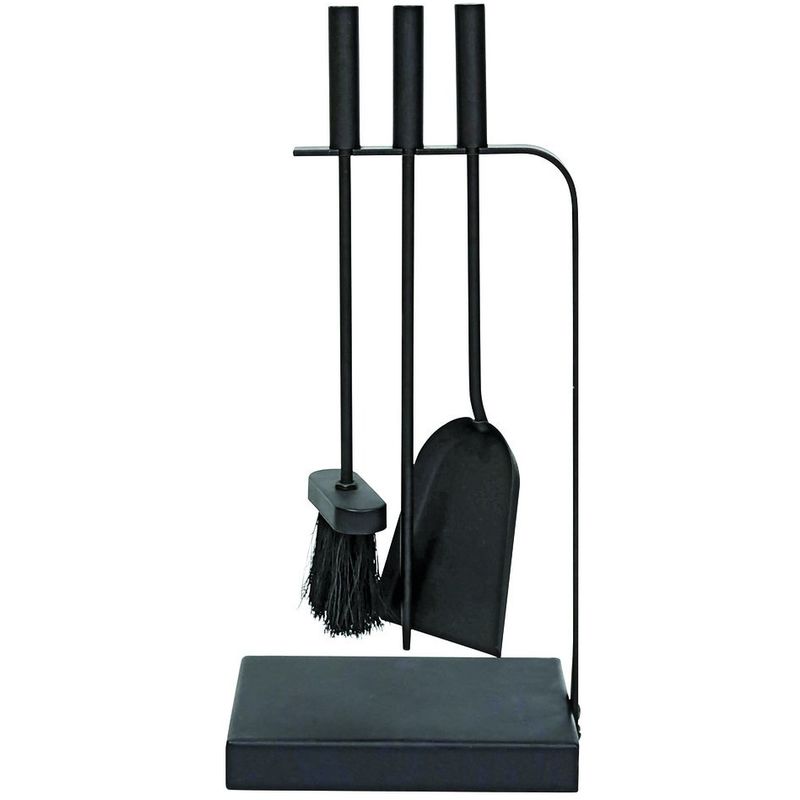 foto del prodotto jvl belmont contemporaneo fireside companion set di strumenti curve, acciaio, nero, 23 x 15 x 45 cm, 3 pezzi
