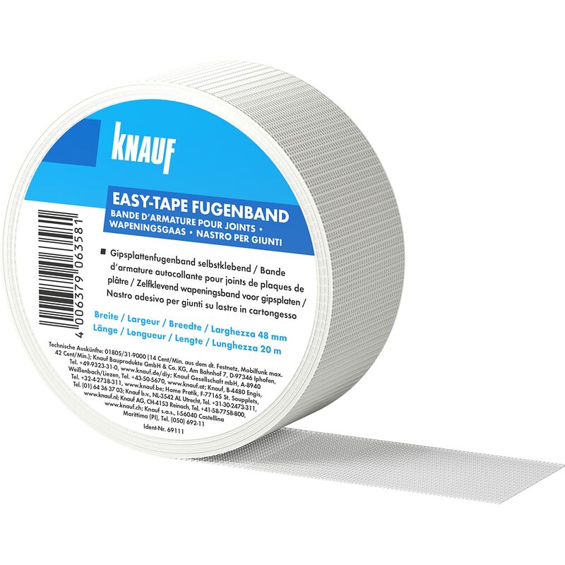 foto del prodotto k 00069112 easy tape nastro di copertura stabilizzare e stuccare fughe, striscia di rinforzo autoadesiva per la stuccatura cartongesso o pannelli in