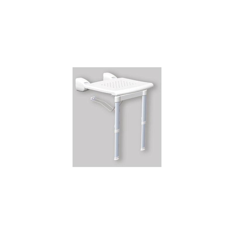 foto del prodotto k design sedile doccia a muro ribaltabile antiscivolo con gambe telescopiche anodizzato p.51 x l.42