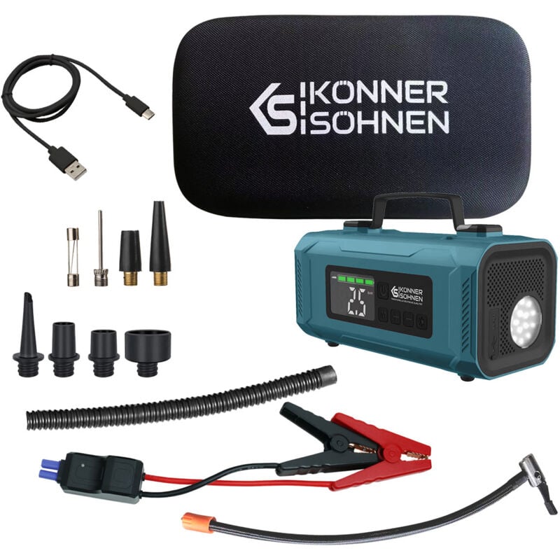 foto del prodotto k nner s hnen avviatore con compressore a batteria ks jsp 2000 15 v, 140 psi, 14800 mah, 22 l min