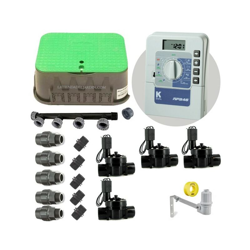 foto del prodotto k rain kit irrigazione automatica professionale krain a 4 zone 24v per tubo da 32mm
