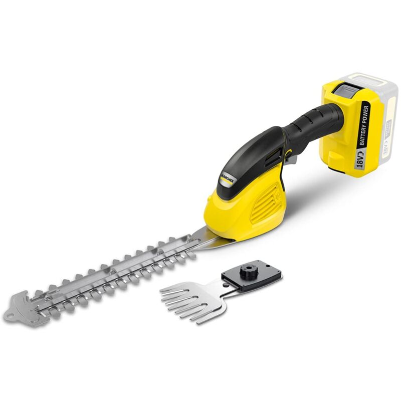foto del prodotto k rcher cesoia per erba e arbusti a batteria 18 v gsh 18 20, funzione 2 in 1 lama per erba 12 cm e lama per arbusti 20 cm, potenza massimo 450 650 m,