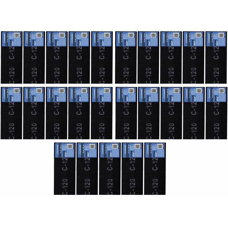 foto del prodotto küssner 25 pezzi carta abrasiva, rete abrasiva: lunghezza 28cm, ampio 11,5cm, grana 120, griglie per levigatrici a mano, abrasivi per levigatura a secco, nero, a1010-141112