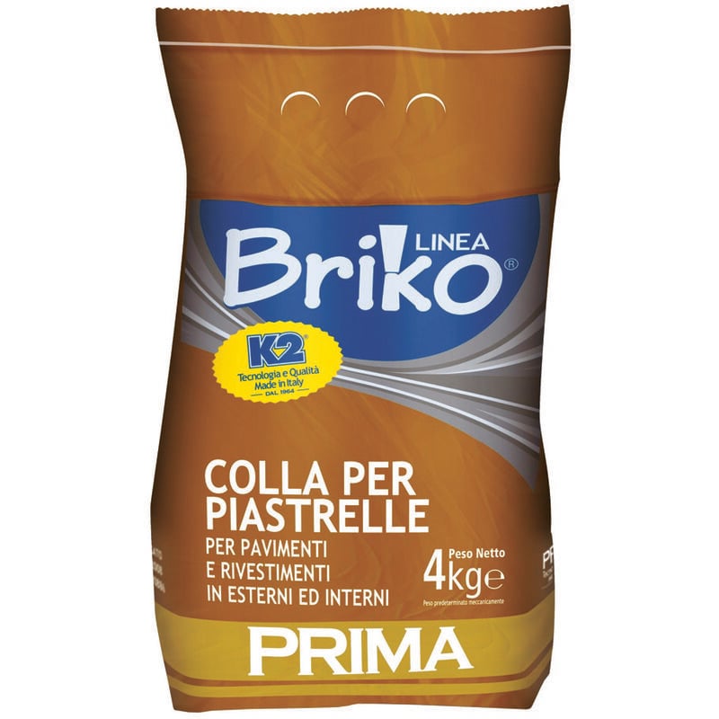 foto del prodotto k2 linea briko colla per piastrelle bianca in polvere kg.4 in sacco