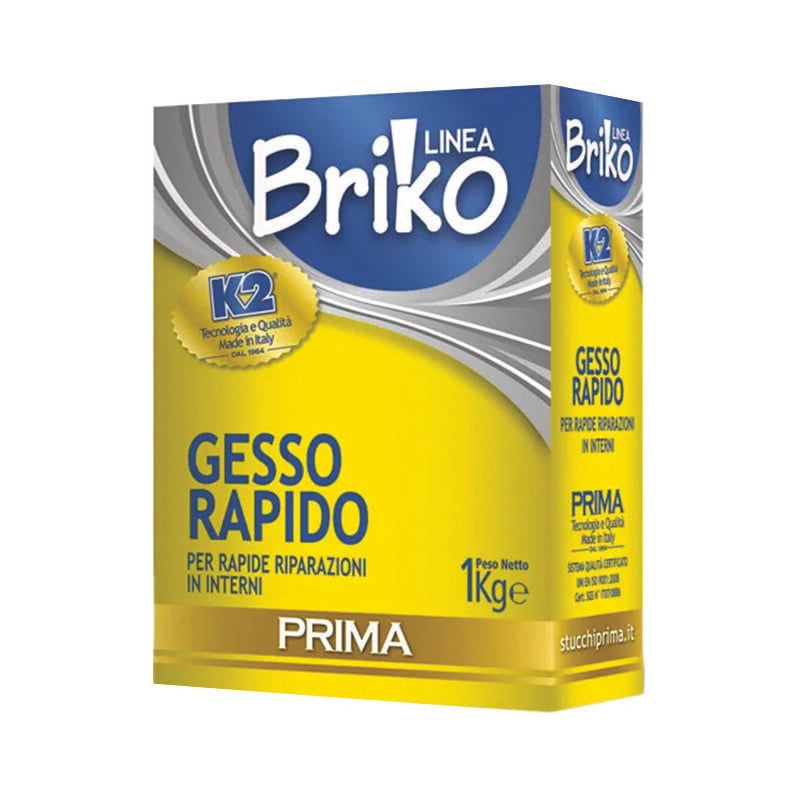 foto del prodotto k2 linea briko gesso rapido bianco in polvere kg.1 in scatola