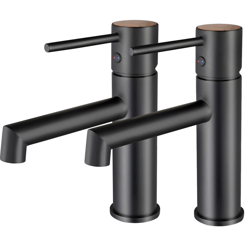 foto del prodotto k2o pack 2 rubinetto per bagno monocomando lusso zen 16,5x5x18,5 cm nero opaco, aeratore meccanismo a cartuccia ceramica