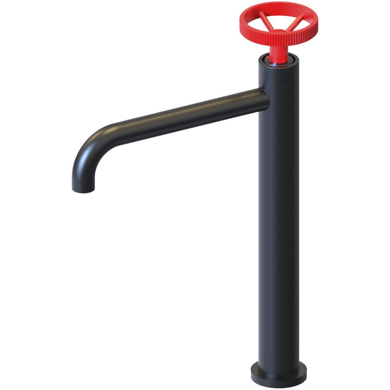 foto del prodotto k2o rubinetto lavabo chillout delta alto 23x6,7x37cm monocomando con aeratore incorporato e cartuccia ceramica, nero e rosso