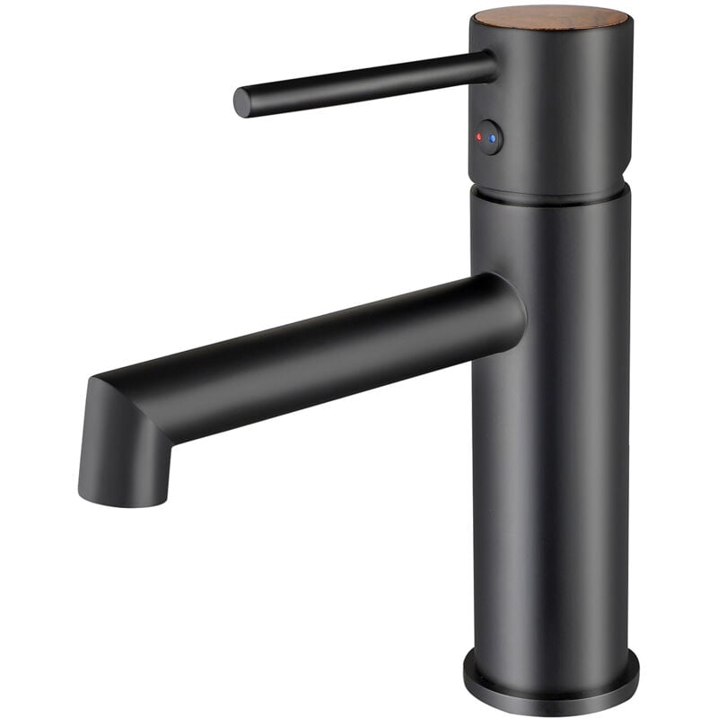 foto del prodotto k2o rubinetto lavabo lusso zen 16,5x5x18,5 cm monocomando con aeratore incorporato e cartuccia ceramica, nero opaco