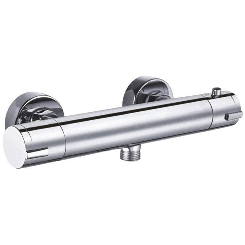 foto del prodotto k2o rubinetto miscelatore doccia chillout quiet 26,3x6,7x7,8 cm in ottone cromato con miscelatore termostatico e due manopole