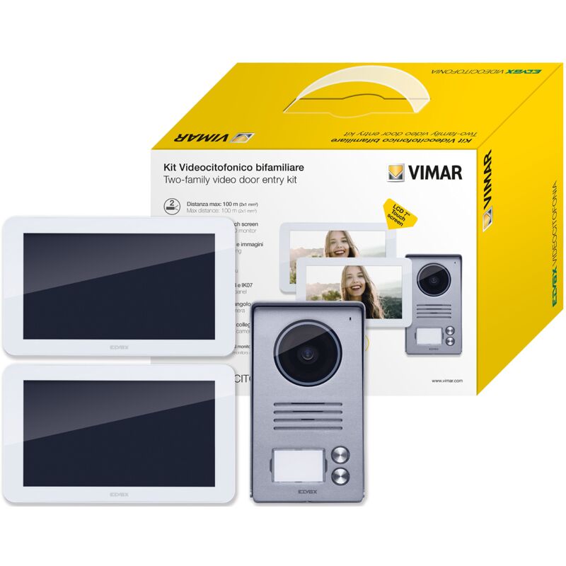 foto del prodotto k40916 kit videocitofono 7 touch screen bifamiliare con alimentatore multispina, grigio, 11.36 x 18.88 x 1.84 cm 1.88 kg vimar