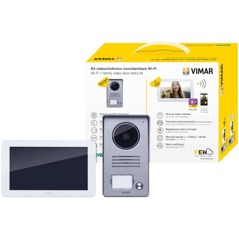 foto del prodotto k40945 kit videocitofono smart monofamiliare con monitor touch screen vivavoce wifi, 1 alimentatore multispina, bianco, 26.5 x 10.8 x 20 cm, 1.45