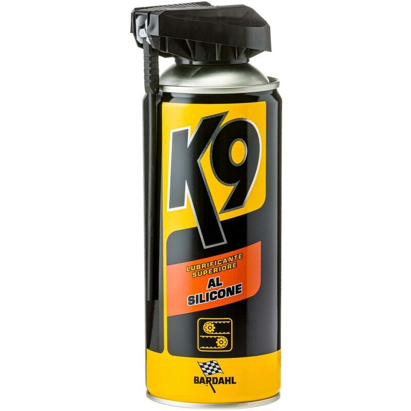 foto del prodotto k9 lubrificante superiore al silicone, spray impermeabilizzante trasparente per plastica, gomma, legno e meccanismi, inodore e incolore, lubrifica