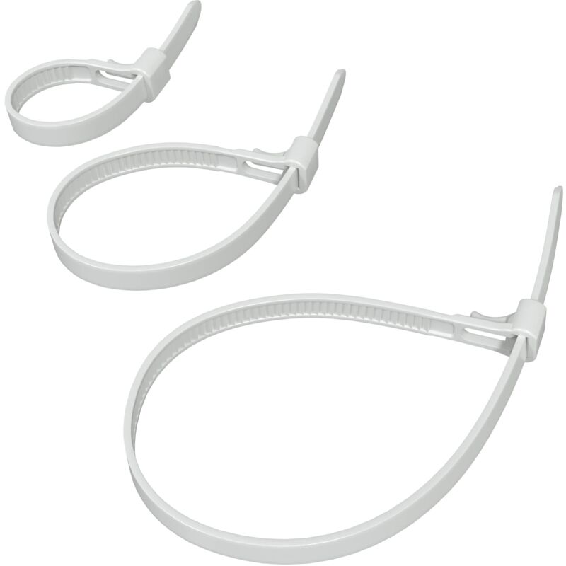 foto del prodotto kabeldirekt confezione da 3 fascette stringicavo riutilizzabili ad alta resistenza bianco, fascette stringicavo multiuso smontabili 3x40 pezzi,