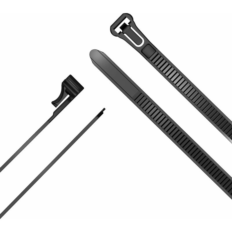 foto del prodotto kabeldirekt fascette fermacavo richiudibili 7,4 mm x 250 mm fascette fermacavo multiuso riapribili e richiudibili, 100 pz, nylon flessibile,