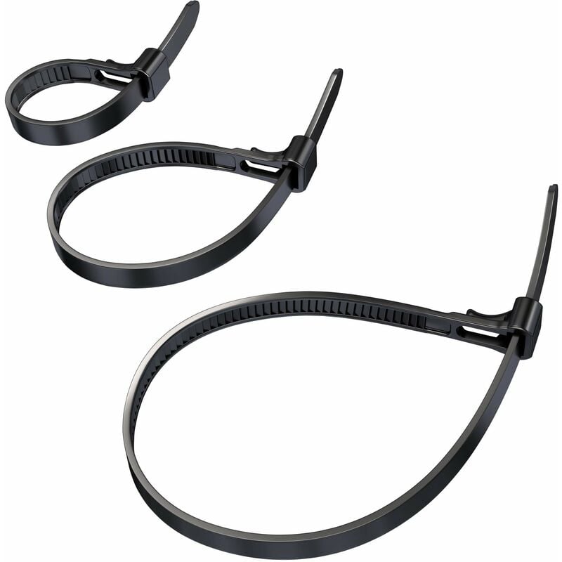 foto del prodotto kabeldirekt fascette riutilizzabili, 7,4mm x 100, 150, 200mm, fascette fermacavo multiuso riapribili e richiudibili, 3x40 pz, nylon flessibile,