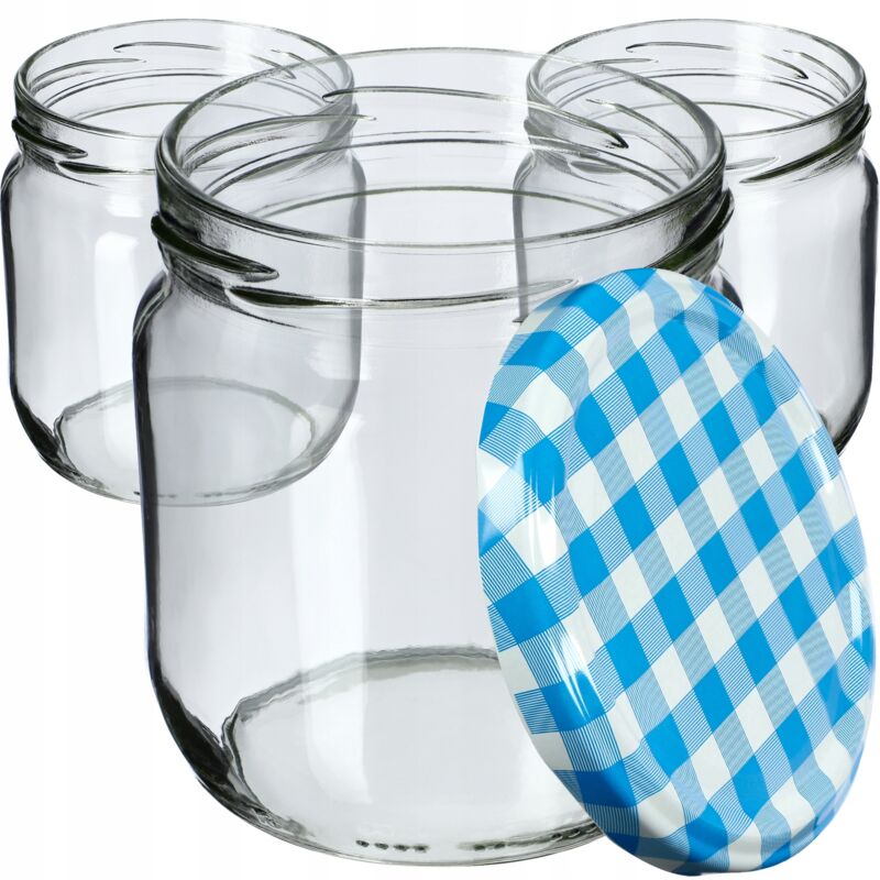 foto del prodotto kadax 48 vasetti in vetro da 425 ml per conservare cetrioli e miele, tappi fi82