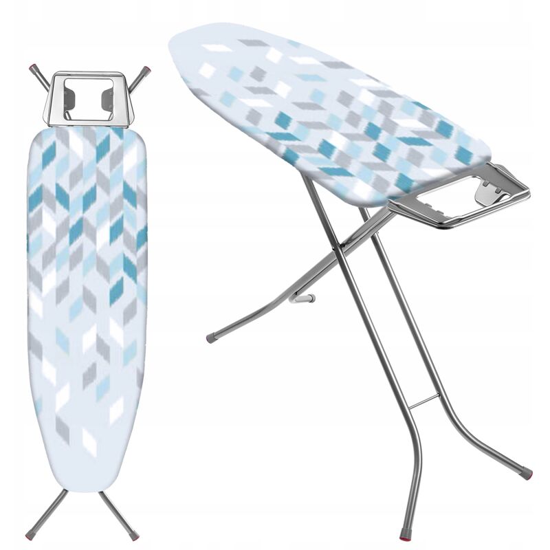 foto del prodotto kadax asse da stiro 120 x 38 cm, asse pieghevole con fodera in cotone, supporto per ferro integrato, piedini antiscivolo e altezza regolabile blu 