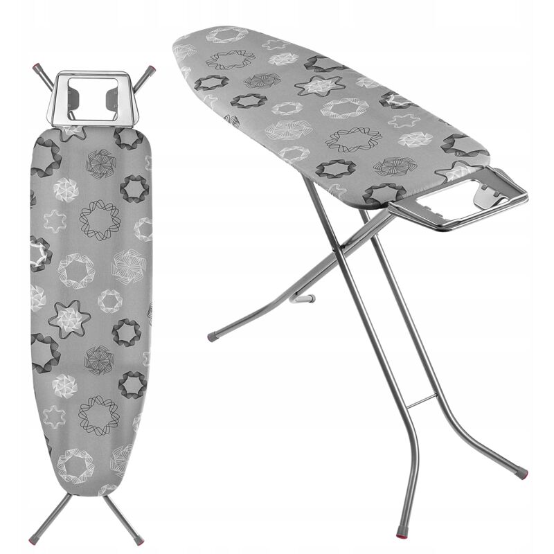 foto del prodotto kadax asse da stiro 120 x 38 cm, asse pieghevole con rivestimento in cotone, supporto per ferro integrato, piedini antiscivolo e altezza regolabile