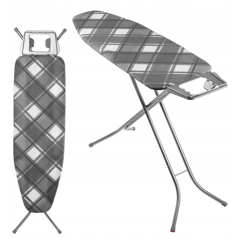 foto del prodotto kadax asse da stiro 120 x 38 cm, asse pieghevole con rivestimento in cotone, supporto per ferro integrato, piedini antiscivolo e altezza regolabile