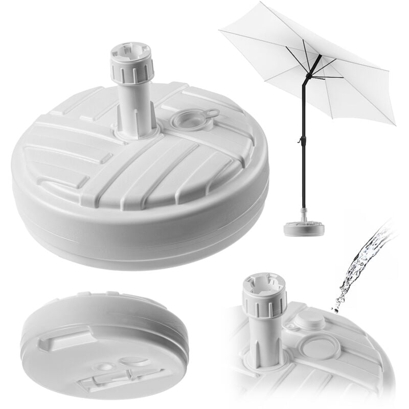 foto del prodotto kadax base per ombrellone rotonda riempibile con sabbia o ghiaia supporto in plastica per giardino, patio, spiaggia versione 1 rotonda bianco