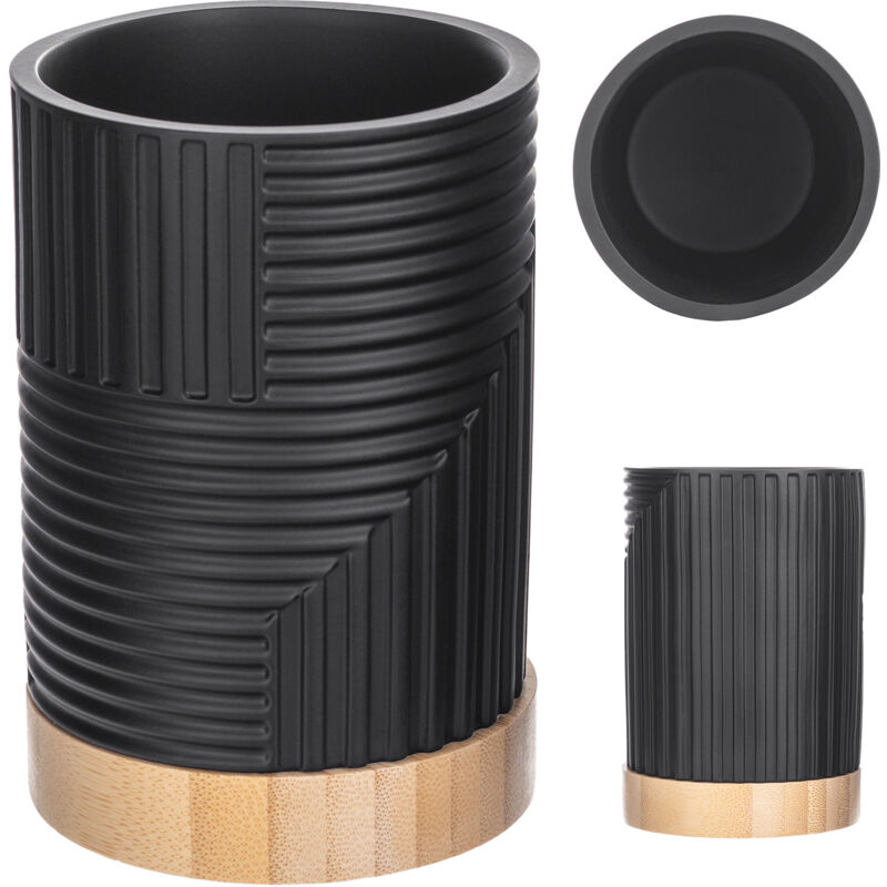 foto del prodotto kadax bicchiere portaspazzolino per bagno portaspazzolino per spazzolino e dentifricio bicchiere decorativo moderno ovale nero