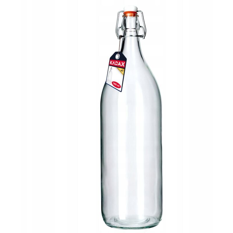 foto del prodotto kadax bottiglia di liquore alla frutta mela cotogna, stile vintage, vetro soda, trasparente, 1,9 l, chiusura a clip, 1 pezzo
