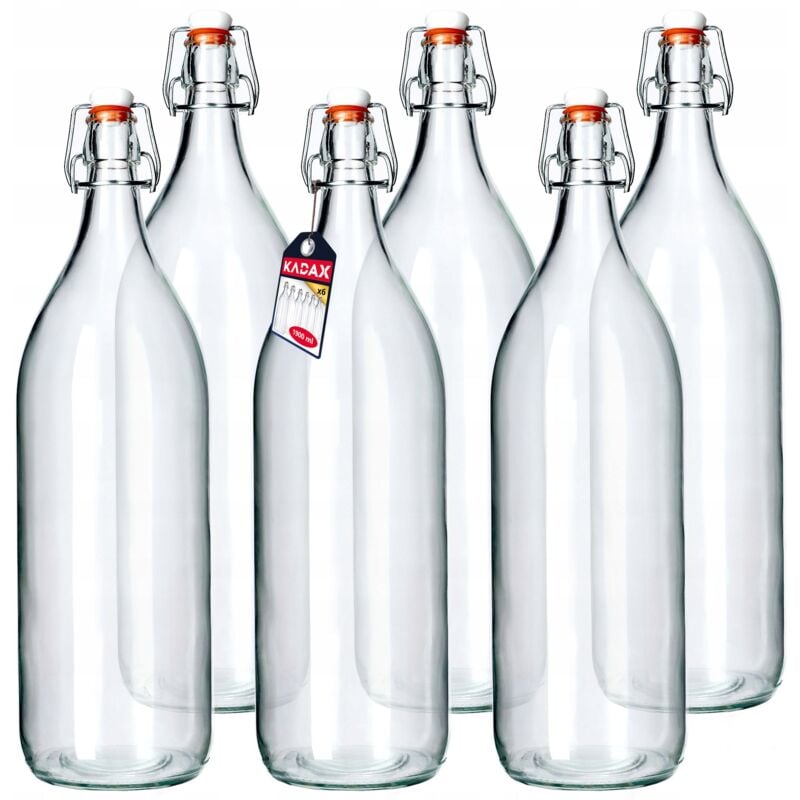 immagine 0 del prodotto kadax bottiglie di liquore alla frutta mela cotogna, bottiglie di vetro per soda in stile vintage, trasparente, 1,9 l, chiusura a moschettone,