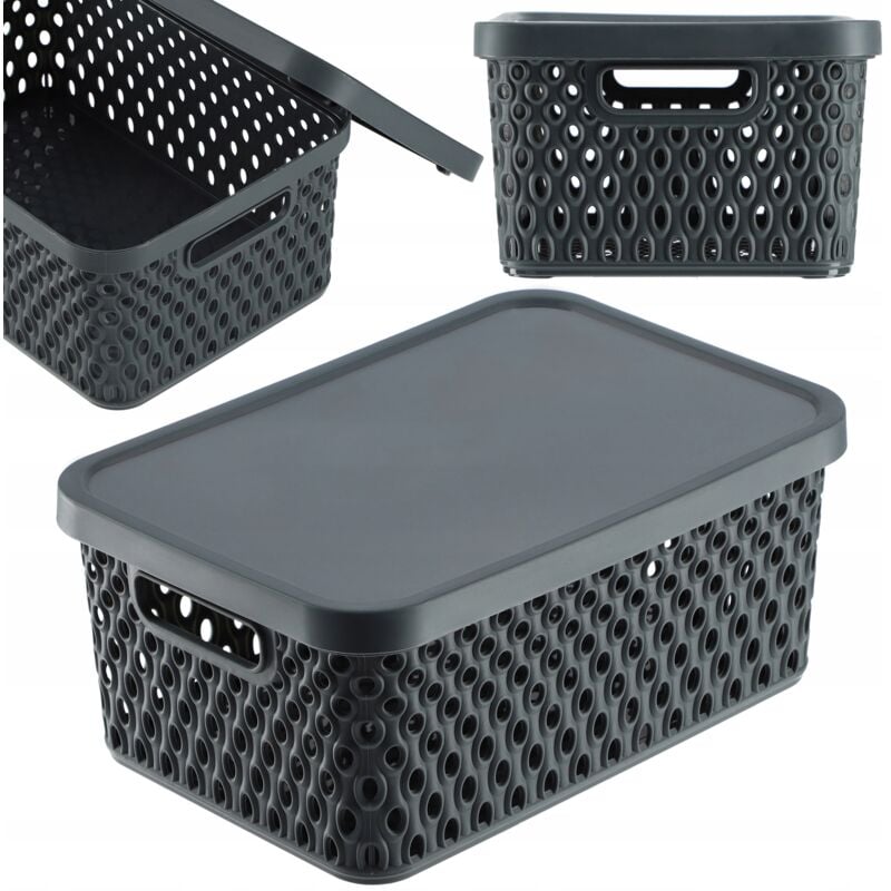 foto del prodotto kadax cestino con coperchio scatola portaoggetti organizer 4,5 l