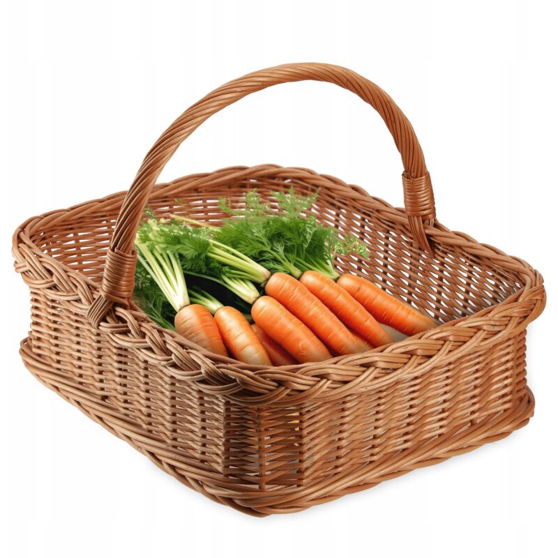 immagine 0 del prodotto kadax cestino in vimini carrello per la spesa vassoio per frutta da picnic rettangolare in vimini 52 cm