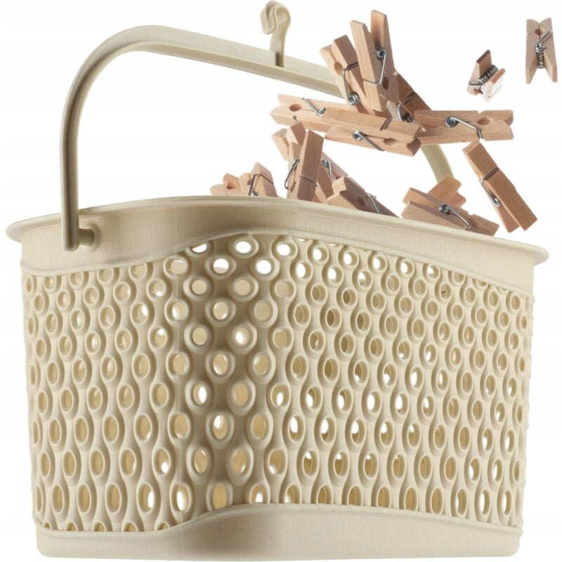 foto del prodotto kadax cestino per mollette classico cestino per mollette cestino per mollette sospese cestino per mollette con gancio beige 