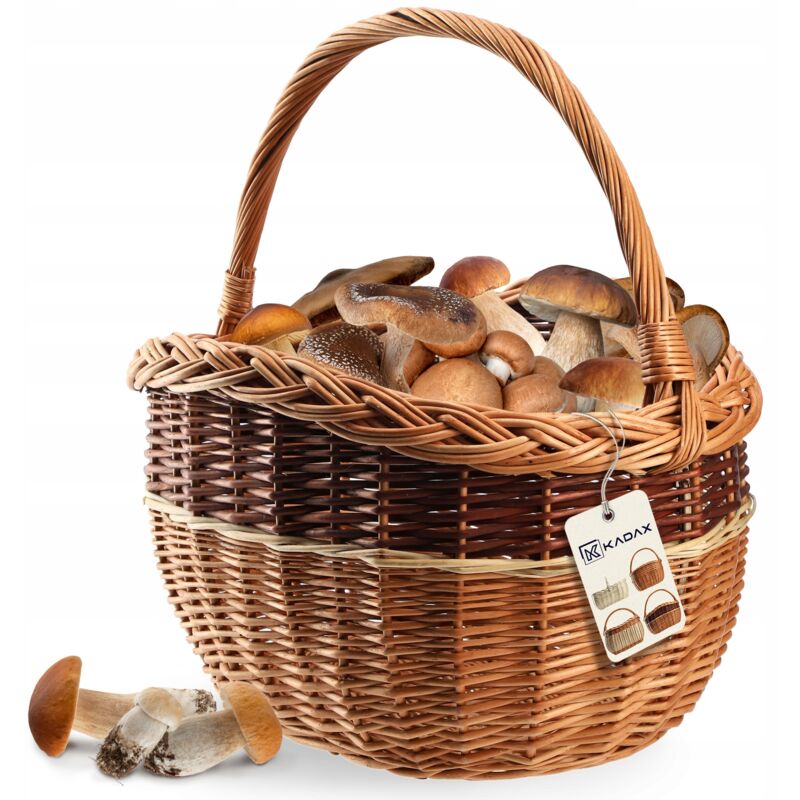 foto del prodotto kadax cesto in vimini cesto per funghi shopping picnic in vimini frutta grande eco