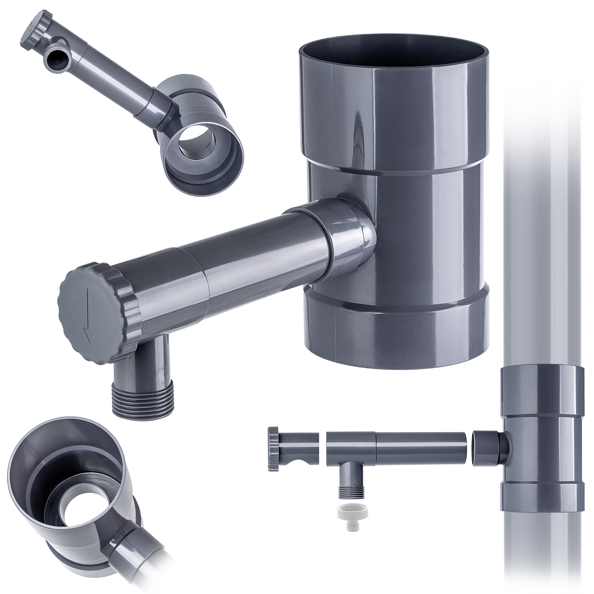 foto del prodotto kadax collettore acqua piovana con valvola 100mm grigio