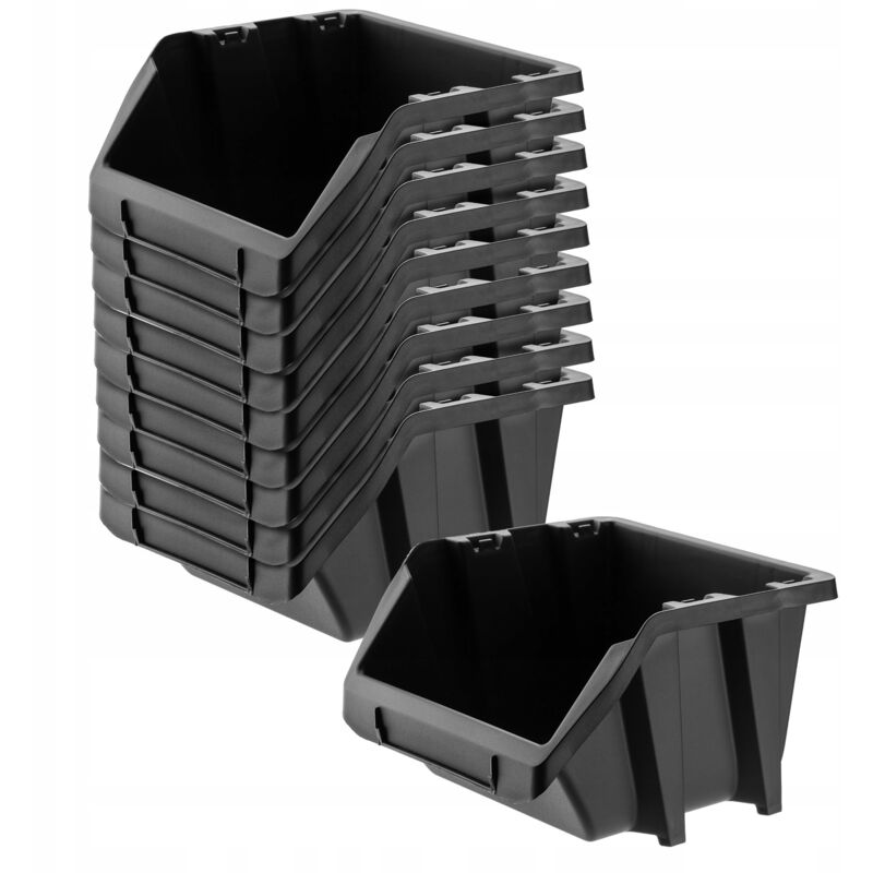 foto del prodotto kadax confezione da 10 scatole portaoggetti in plastica pp, varie dimensioni e colori, nero, 187 x 158 mm