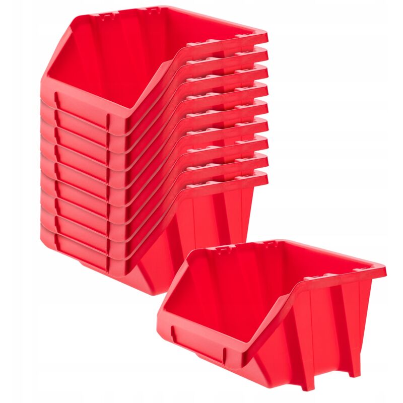 immagine 0 del prodotto kadax confezione da 10 scatole portaoggetti in plastica pp, varie dimensioni e colori, rosso, 118 x 98 mm