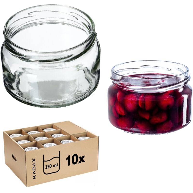 foto del prodotto kadax confezione da 10 vasetti di marmellata piccoli con coperchio barattoli regalo ermetici da 250 ml per miele e spezie senza coperchio