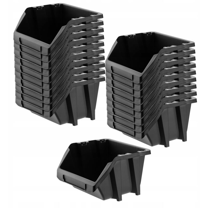 foto del prodotto kadax confezione da 20 scatole portaoggetti in plastica pp, varie dimensioni e colori, nero, 272 x 238 mm