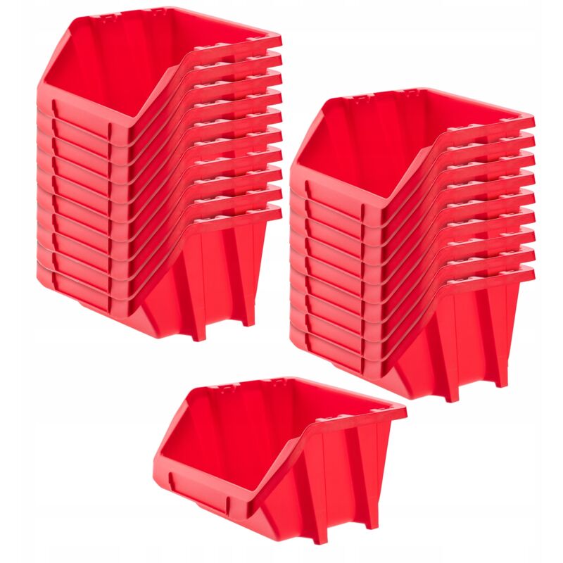 foto del prodotto kadax confezione da 20 scatole portaoggetti in plastica pp, varie dimensioni e colori, rosso, 214 x 198 mm