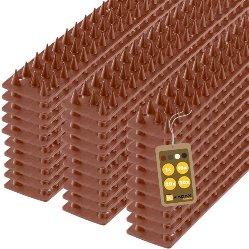 foto del prodotto kadax confezione da 30 picchi piccioni 15 m picchi anti piccioni in plastica per uccelli, gatti, piccioni e volatili da balcone, marrone