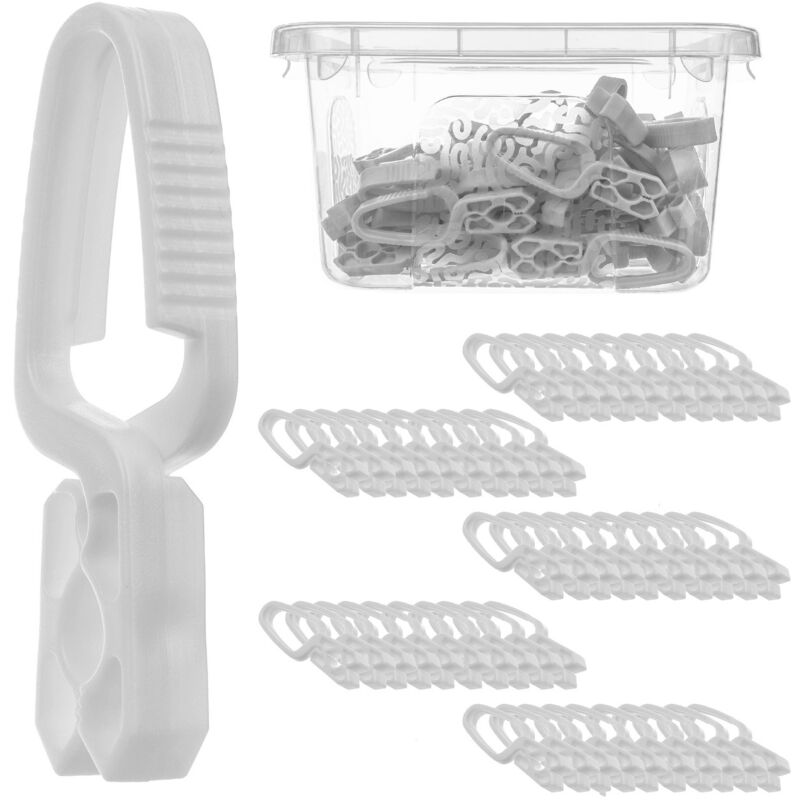 foto del prodotto kadax confezione da 50 mollette per bucato in plastica resistente, colorate, clip per calzini, resistenti al vento, per interni ed esterni, bianche