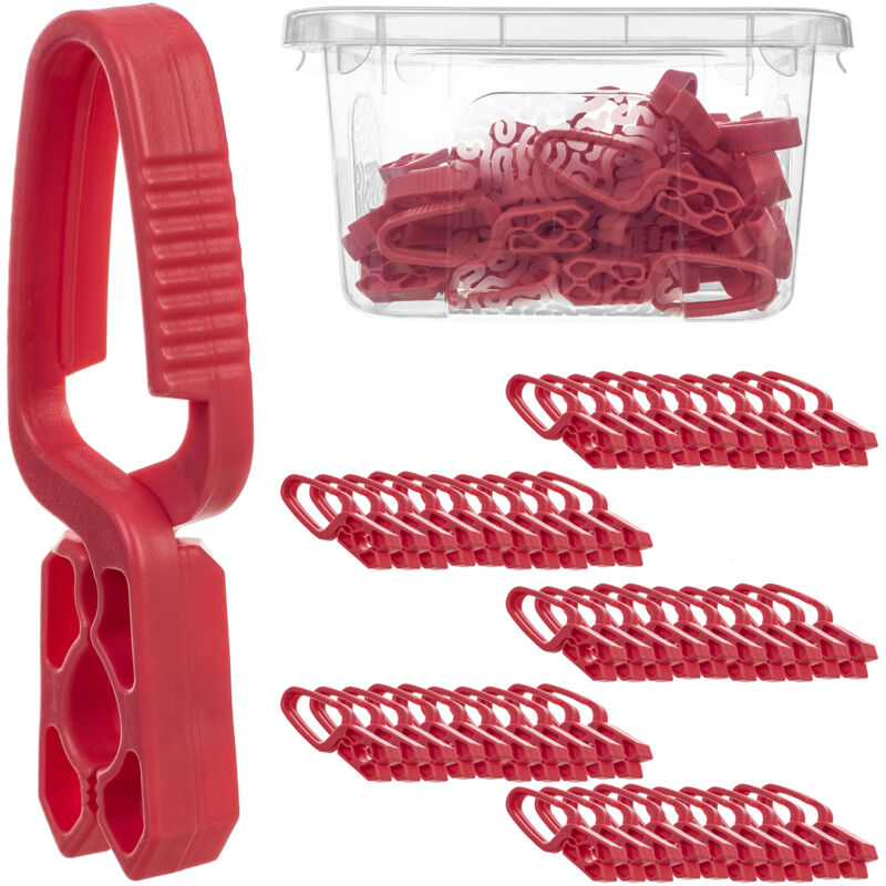 foto del prodotto kadax confezione da 50 mollette per bucato in plastica resistente, colorate, clip per calzini, resistenti al vento, per uso interno ed esterno,
