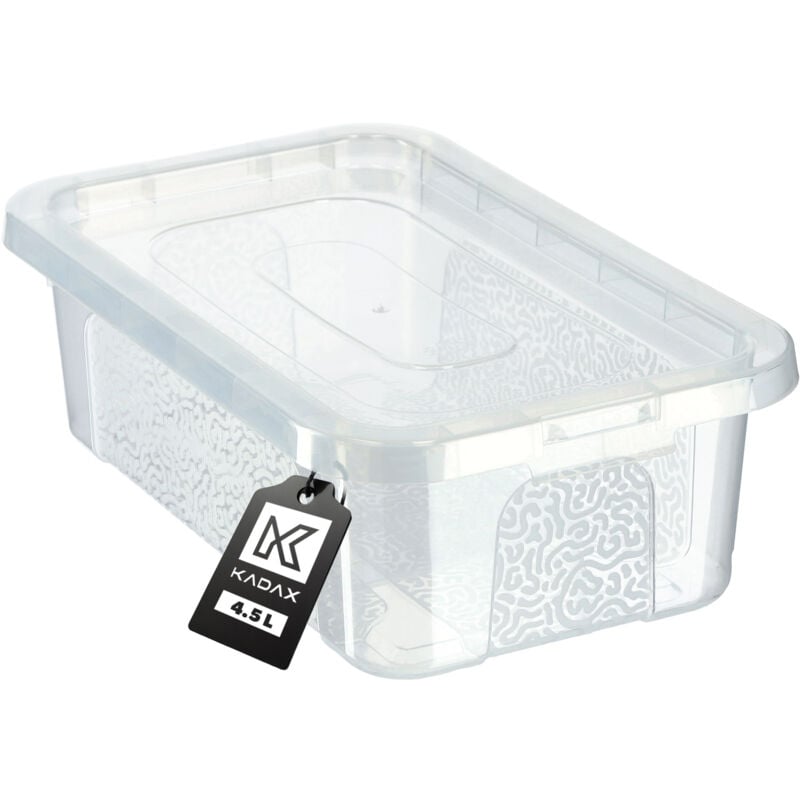 foto del prodotto kadax - contenitore in plastica da 4,5 litri con coperchio, scatola portaoggetti trasparente con serratura