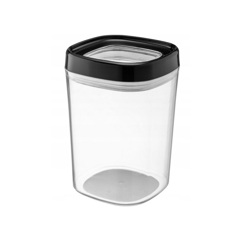 foto del prodotto kadax contenitore in plastica trasparente con coperchio per farina, cereali, zucchero e pasta 1000 ml, nero 