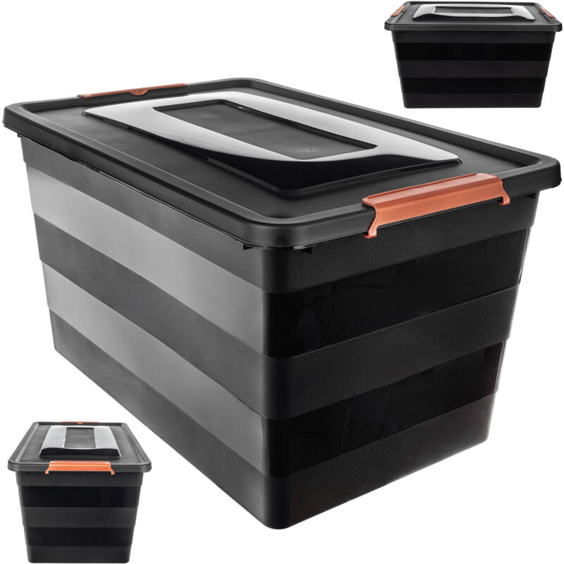 foto del prodotto kadax contenitore portaoggetti con coperchio organizer in plastica da 55 litri per giocattoli