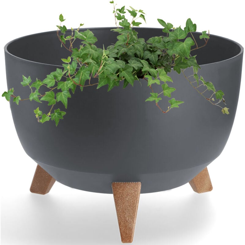 foto del prodotto kadax coprivaso per piante su piedini inserto supporto per fiori 33 cm antracite rotondo